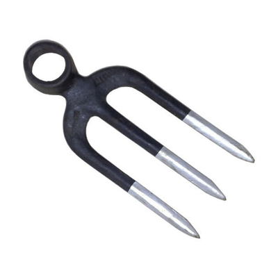 30020112 Occhiello Rotondo Acciaio al Carbonio Metallo Tre Denti Forgiato Agricoltura Scavo Giardinaggio Forche Zappe