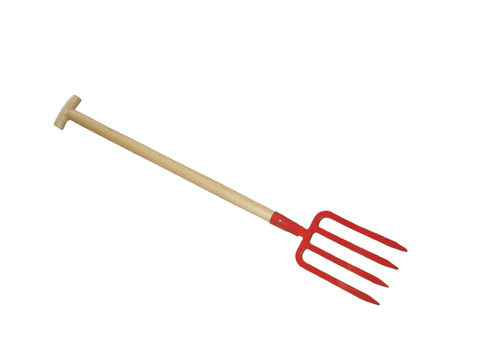 1055021 Con presa a T Maniglia di legno Tine piane Acciaio carbonio Metallo Forgiato Forchi agricoli giardinieri Forchi da scavo in acciaio