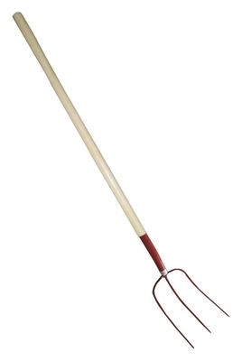 1055006 3 Tine Manico di legno rettilineo Forgiato Forchetta di fieno Forchetta da giardino in acciaio Forchetta a punta Forchetta agricola Pergolato concime Forchetta a sterco