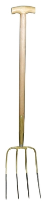 1055002 4 Tine con presa a T Maniglia di legno Forchetta da fieno Forchetta da giardino in acciaio Forchetta da giardino Forchetta da agricoltura Forchetta da legno