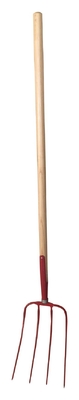 1055014 Con manico dritto in legno di grado A, quattro rebbi, in acciaio al carbonio, forgiate, forche da giardinaggio in acciaio a denti per erba e fieno